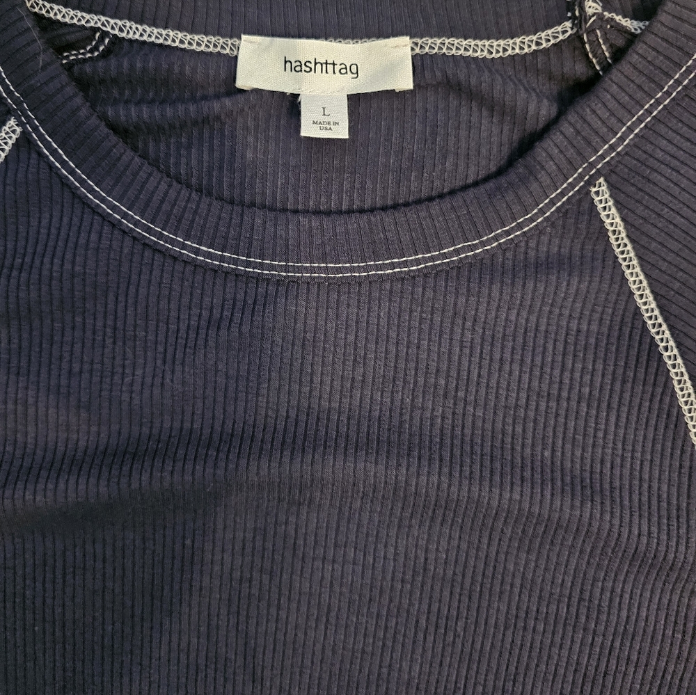 HASHTTAG NWT Raglan Long Sleeve Ribbed Top - L - Picture 2 of 3